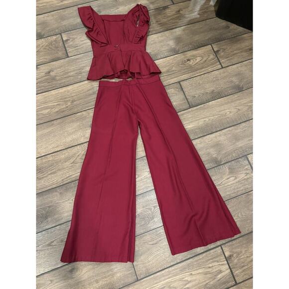 Bobbie Brooks VTG 60s MOD Fairy Wide Leg Flare Pantsuit Ruffle Festival Coquette - Picture 2 of 8